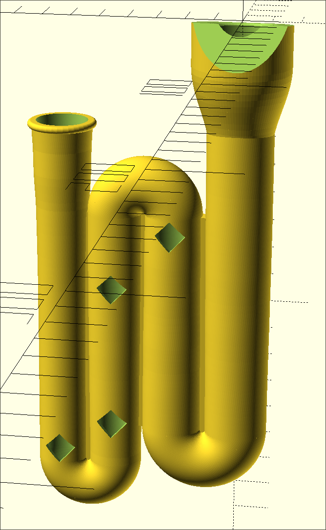 Folded Bore Shakuhachi 3D Model Front View